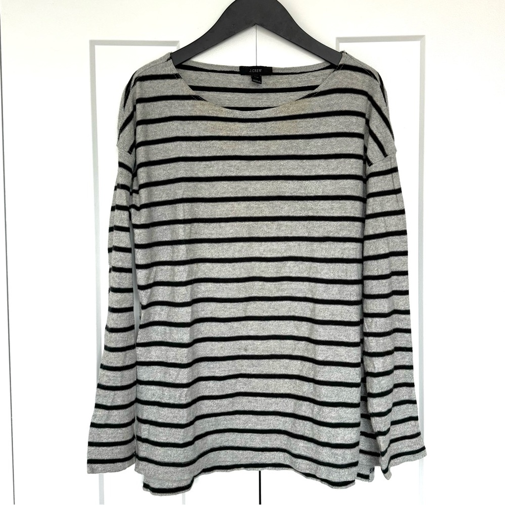 J.Crew Deck striped long sleeve tee Size XXS Grey with black stripes Good used